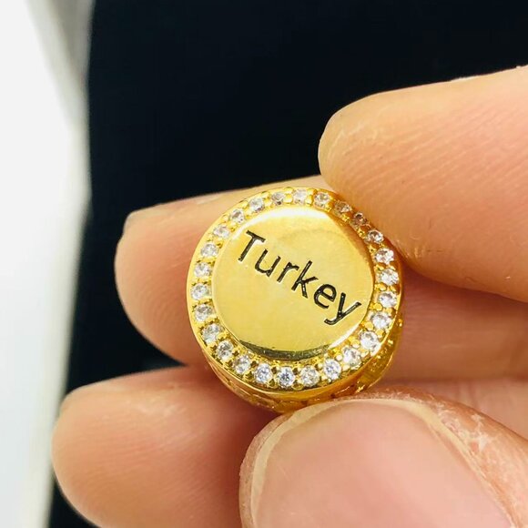 ✨🔥Pandora Country Of Turkey Exclusive Flag Button Charm - Picture 2 of 4